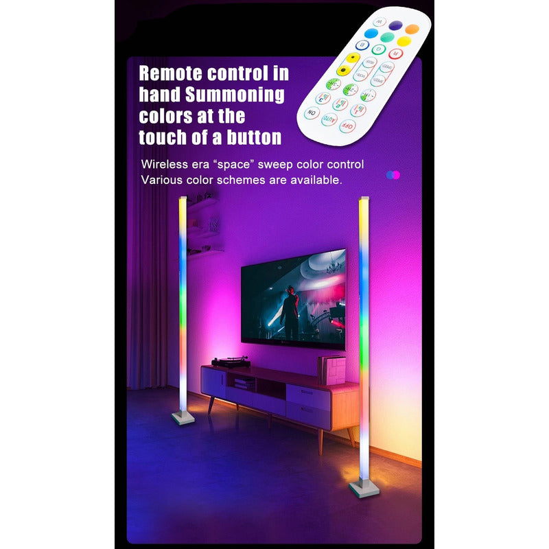 Lámpara De Piso Esquina Rgb 150cm Bluetooth Ritmo Luz Musica