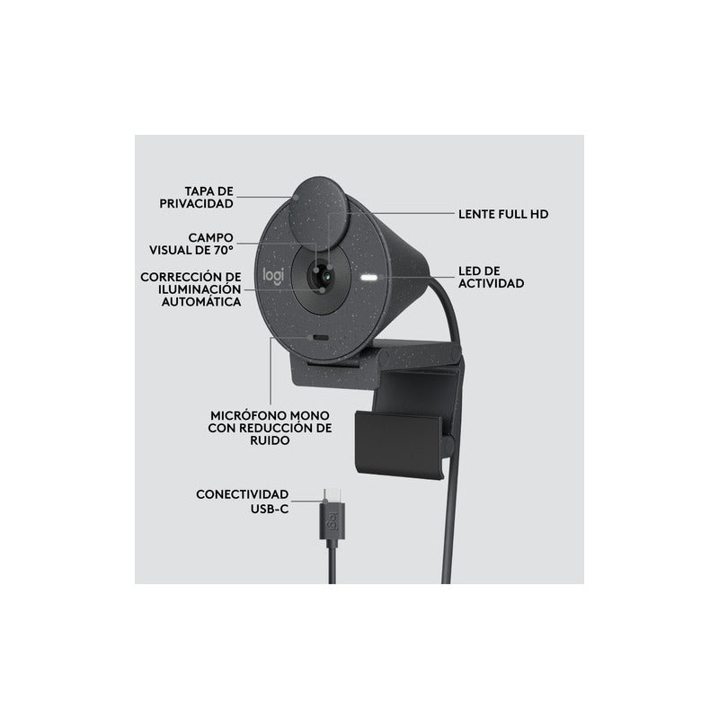 Webcam Logitech Brio 300 Grafito 2mp/30fps Grafito
