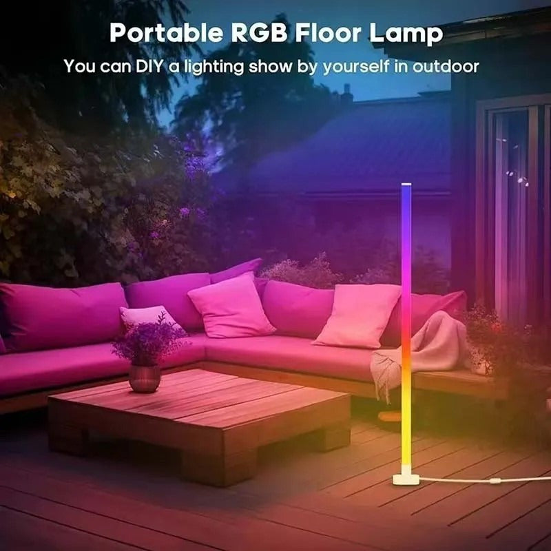 Lámpara De Piso Esquina Rgb 150cm Bluetooth Ritmo Luz Musica