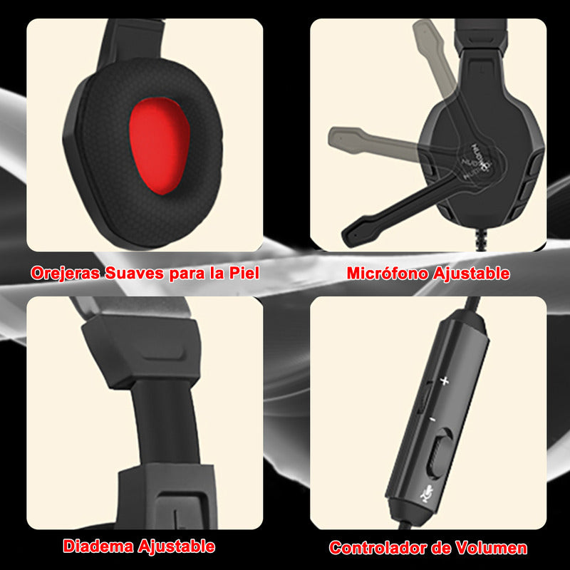 Audífonos Gamer Nubwo U3 3.5mm Game Headset Con Mic Negro/rojo