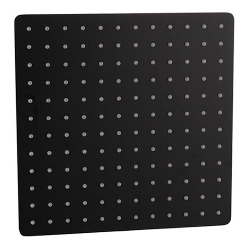 Regadera Cuadrada Negro Mate 30x30 + Brazo Con Chapetón 40cm