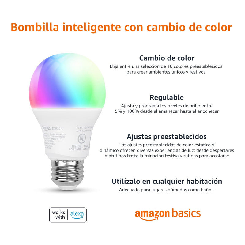 Bombillo Inteligente Basico Luz Led Amazon Colores Alexa A19