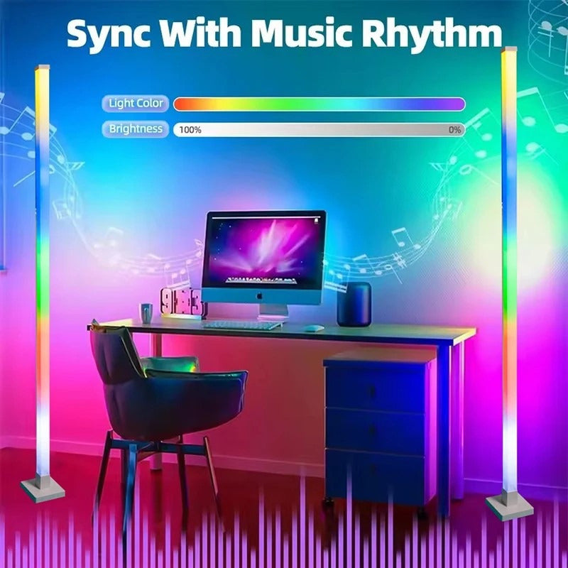 Lámparas Piso Esquina Rgb 150cm Bluetooth Ritmo Musica Kit 2