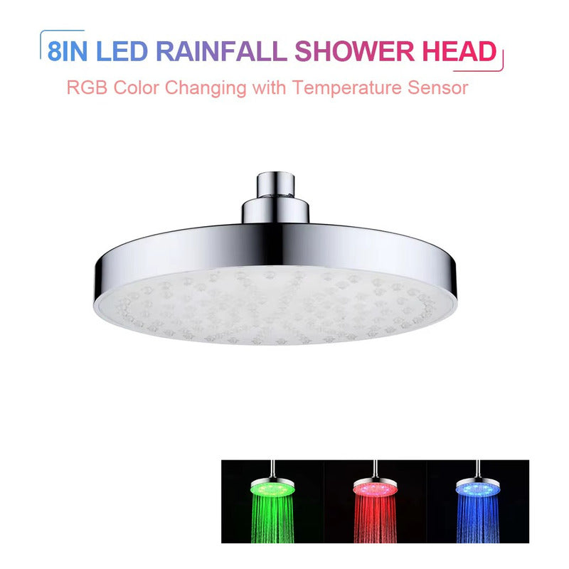 Regadera Luz Led Tipo Lluvia Cromado Redonda 20cm Diametro