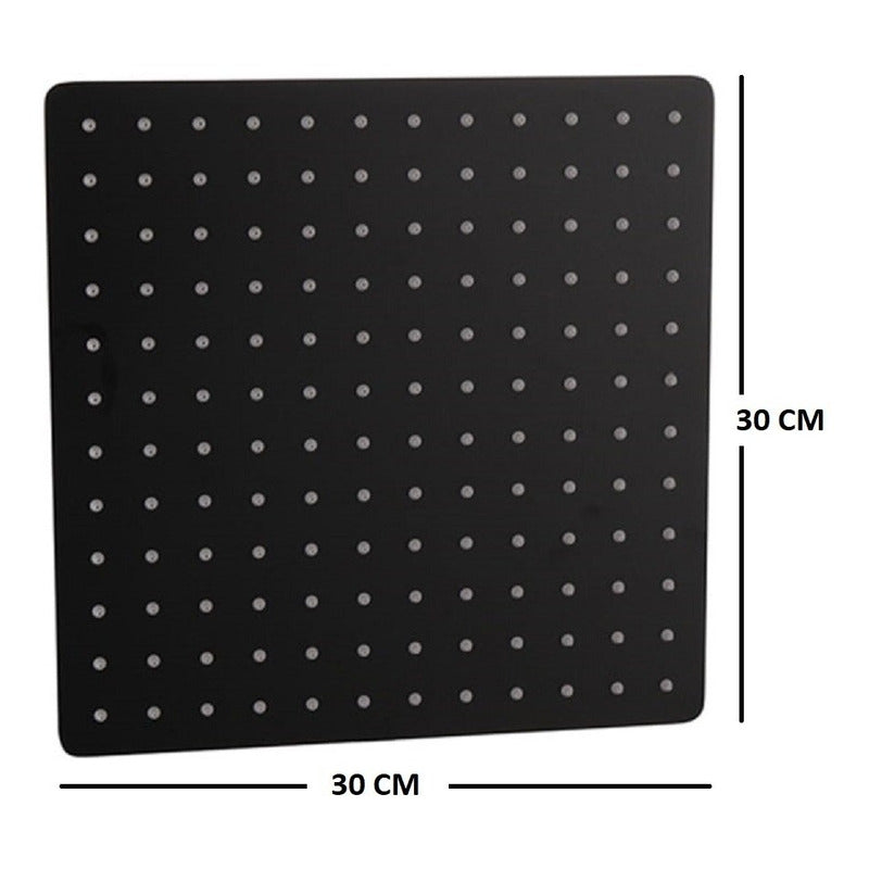 Regadera Cuadrada Tipo Lluvia 30x30cm Con Brazos Y Chaptones Negro Mate