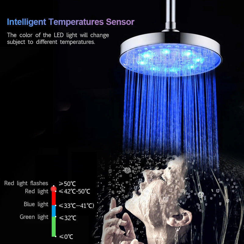 Regadera Luz Led Tipo Lluvia Cromado Redonda 20cm Diametro