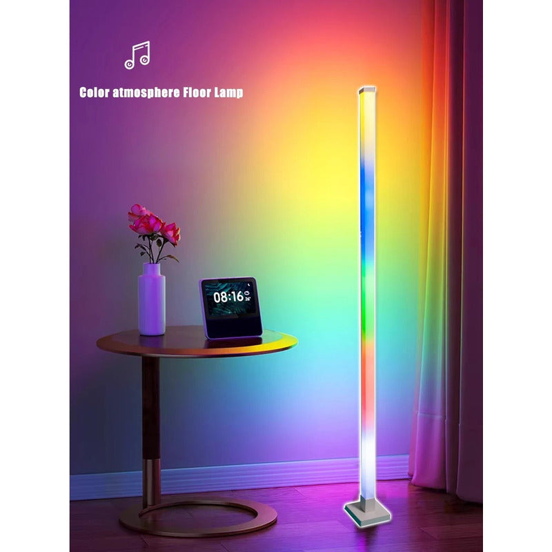 Lámpara De Piso Esquina Rgb 150cm Bluetooth Ritmo Luz Musica