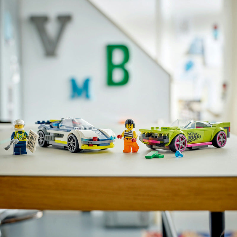 Lego City Police Car And Muscle Car Chase