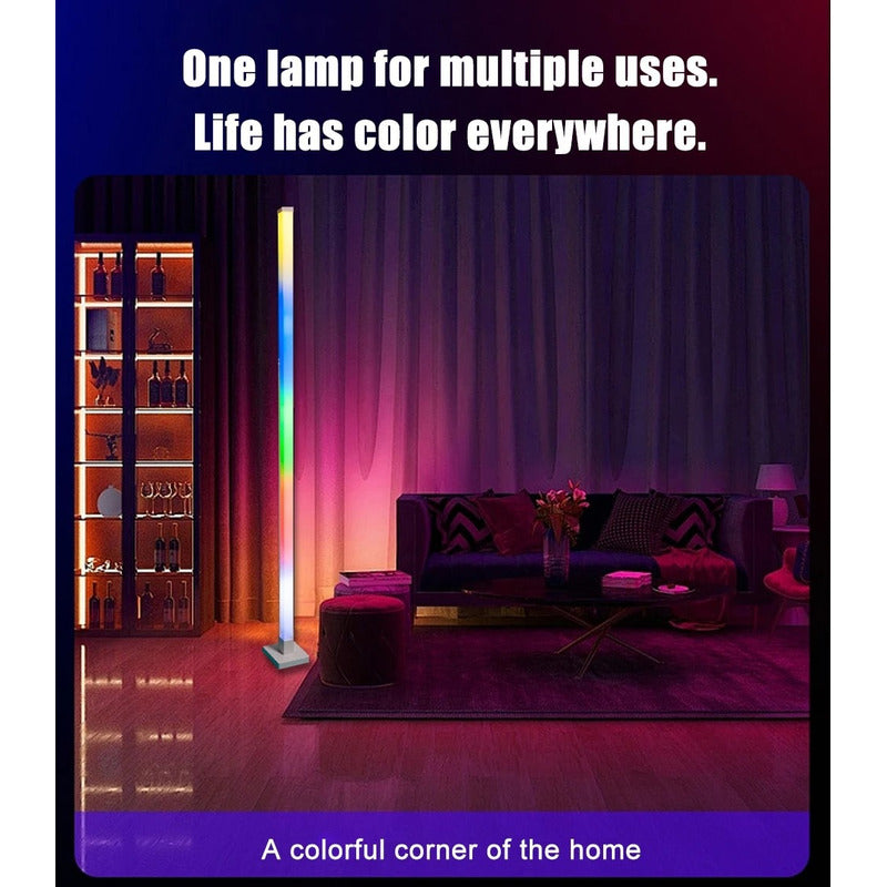 Lámpara De Piso Esquina Rgb 150cm Bluetooth Ritmo Luz Musica