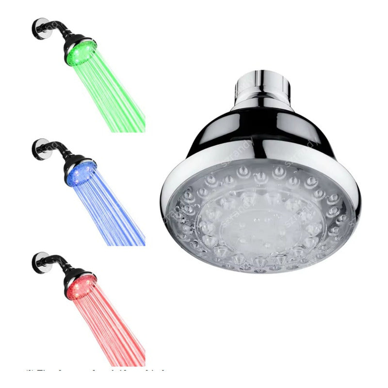 Regadera Led 3 Colores Temperatura Antisarro Cromado A6