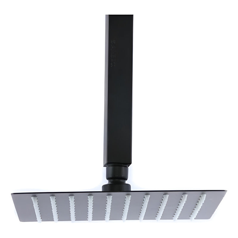 Regadera Para Techo Negro Mate Y Brazo De 40cm Acero Inox