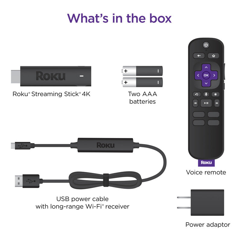 Roku Streaming Stick 4k Modelo 3820 Color Negro Negro De Voz