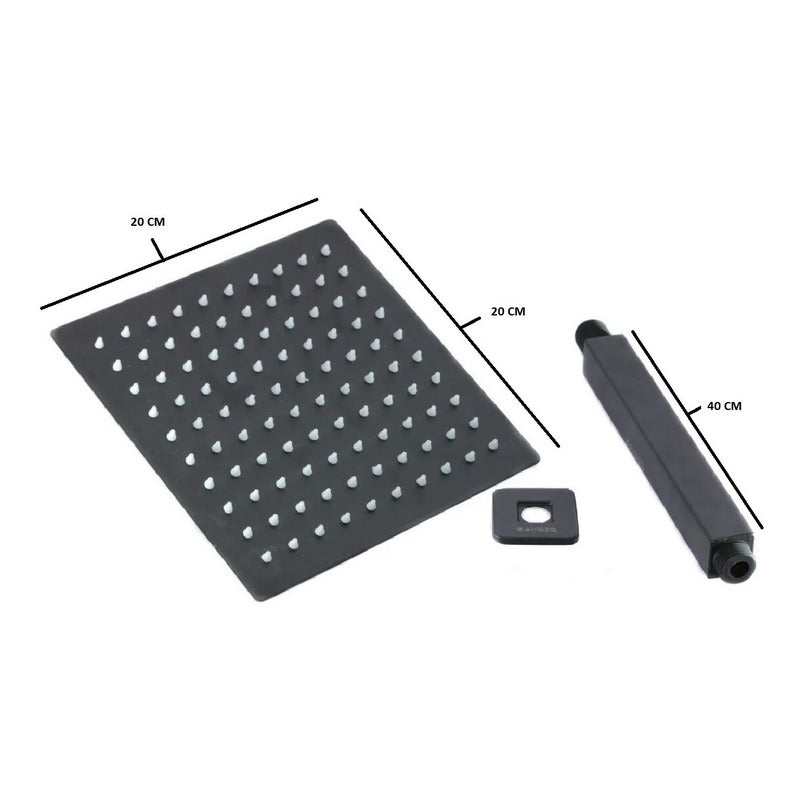 Regadera Para Techo Negro Mate Y Brazo De 40cm  Acero Inox