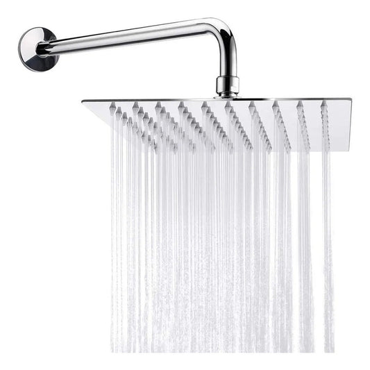 Regadera Cuadrada 8 Acero Inoxidable 20cmx20cm + Brazo 53cm Plateado Cromado