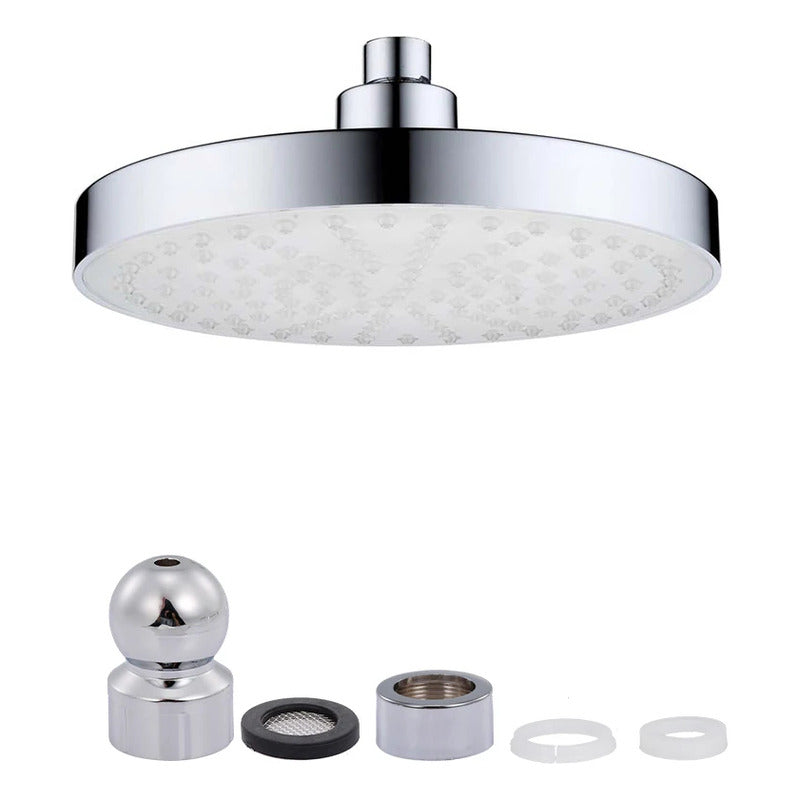 Regadera Luz Led Tipo Lluvia Cromado Redonda 20cm Diametro