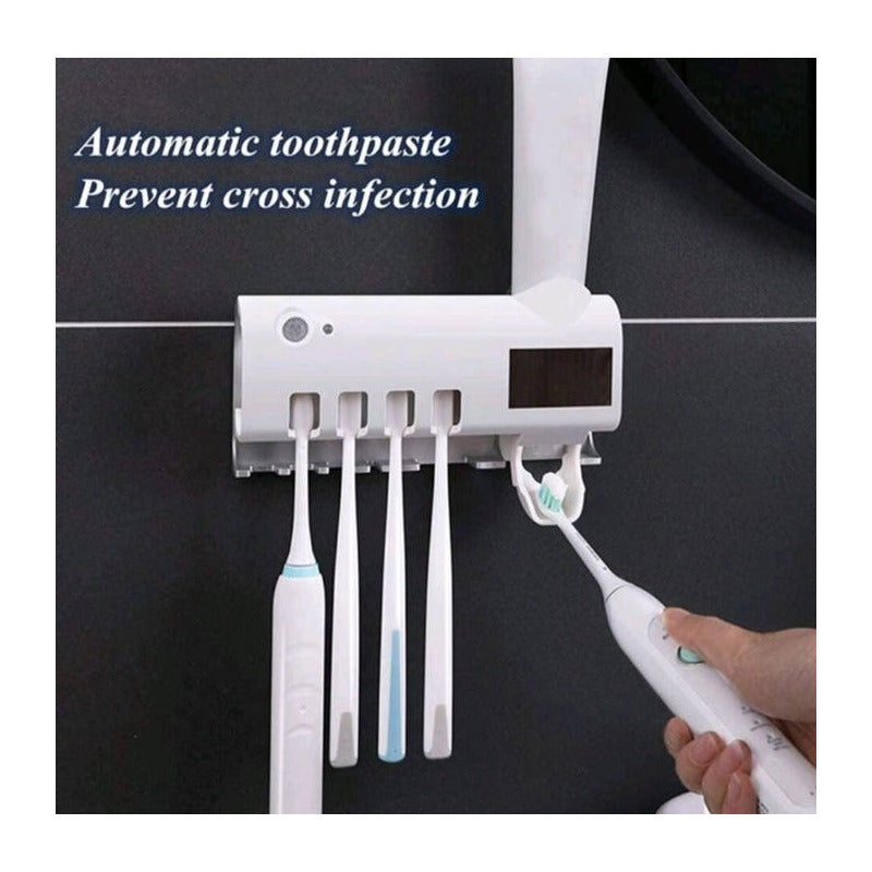 Esterilizador De Cepillo De Dientes, Despachador Pasta Denta Blanco