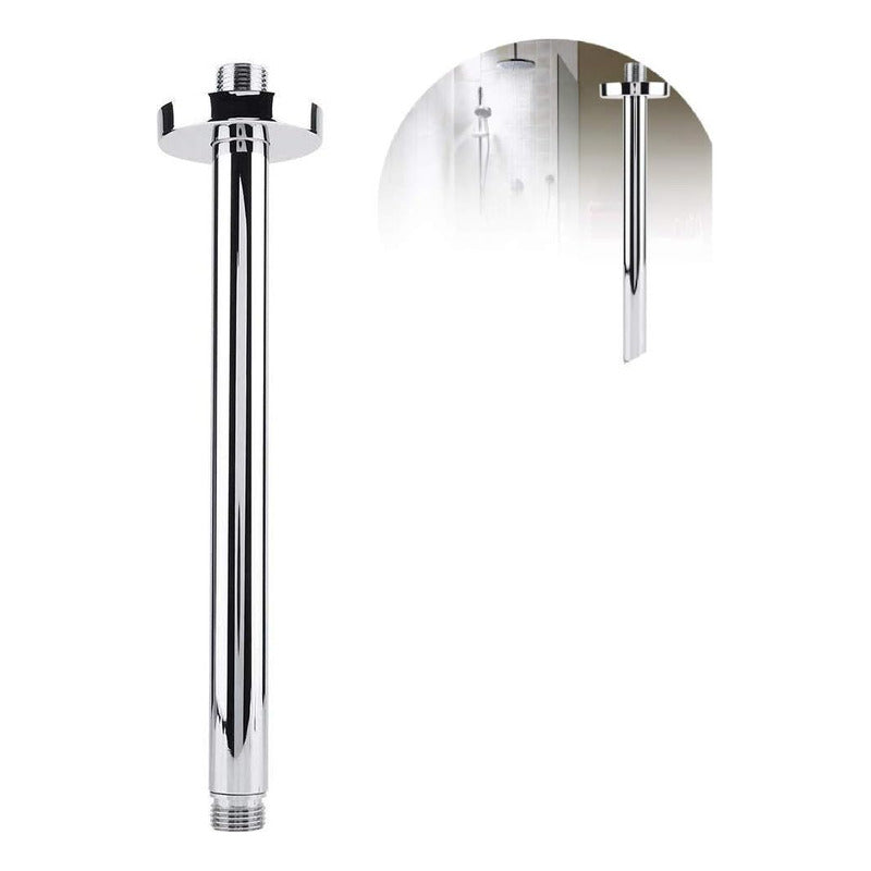 Regadera Redonda 8 Acero Inoxidable 20cm + Brazo Techo 30cm Plateado Cromado