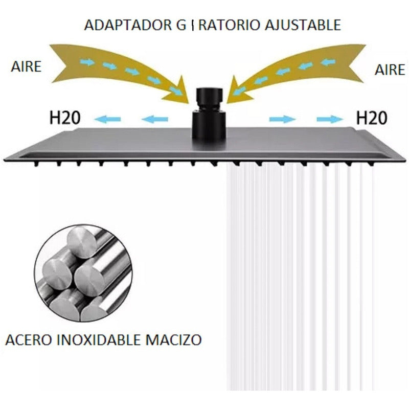 Regadera Cuadrada Negro Mate 12 (30x30cms) C/brazo negro45cm Negro