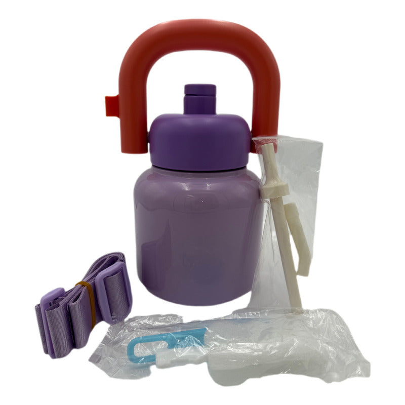 Vaso Termo Metal Acero Inoxidable 1000ml Capacidad Popote B