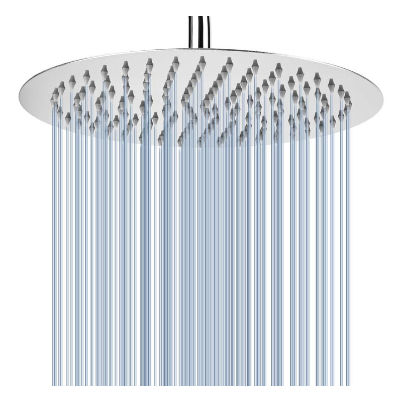 Regadera Redonda 12 Acero Inoxidable 30cm + Brazo Pared 43cm Plateado Cromado