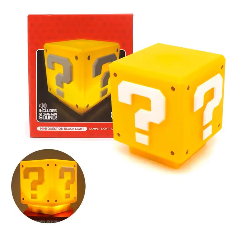 Lámpara Cubo Mario Sonido Led Recargable Usb Luz De Noche Amarillo