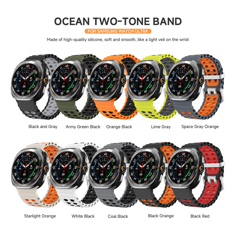 5 Correas Silicón Sport Para Samsung Galaxy Watch Ultra 47mm Blanco 23 Cm