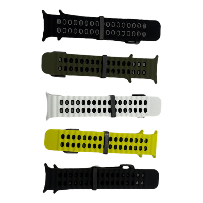 5 Correas Silicón Sport Para Samsung Galaxy Watch Ultra 47mm Blanco 23 Cm