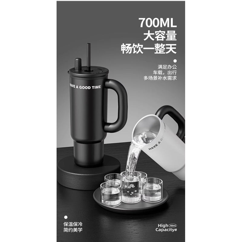 Vaso Termo Metal Acero Inoxidable 700ml Capacidad Popote