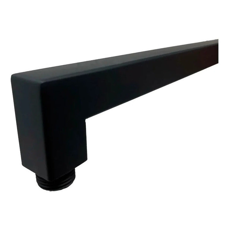 Brazo Chapeton Regadera Lluvia Pared Negro Mate 40 Cm Negro