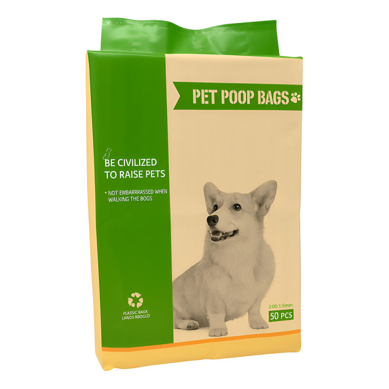 50 Pzas Bolsa Caca Mascotas Para Popo Perro Limpieza Gluteos Amarillo