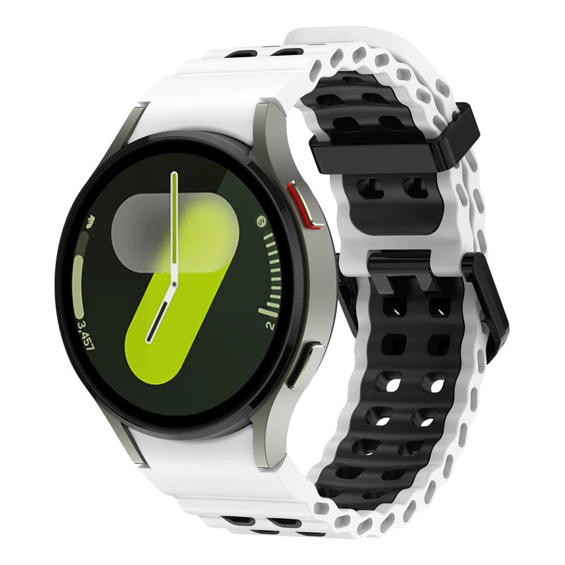 5 Correas Silicon Para Galaxy Watch  7 / 6 / 5 / 5 Pro / 4 Blanco