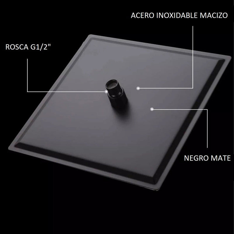 Regadera Cuadrada Negro Mate 12 (30x30cms) C/brazo negro45cm Negro