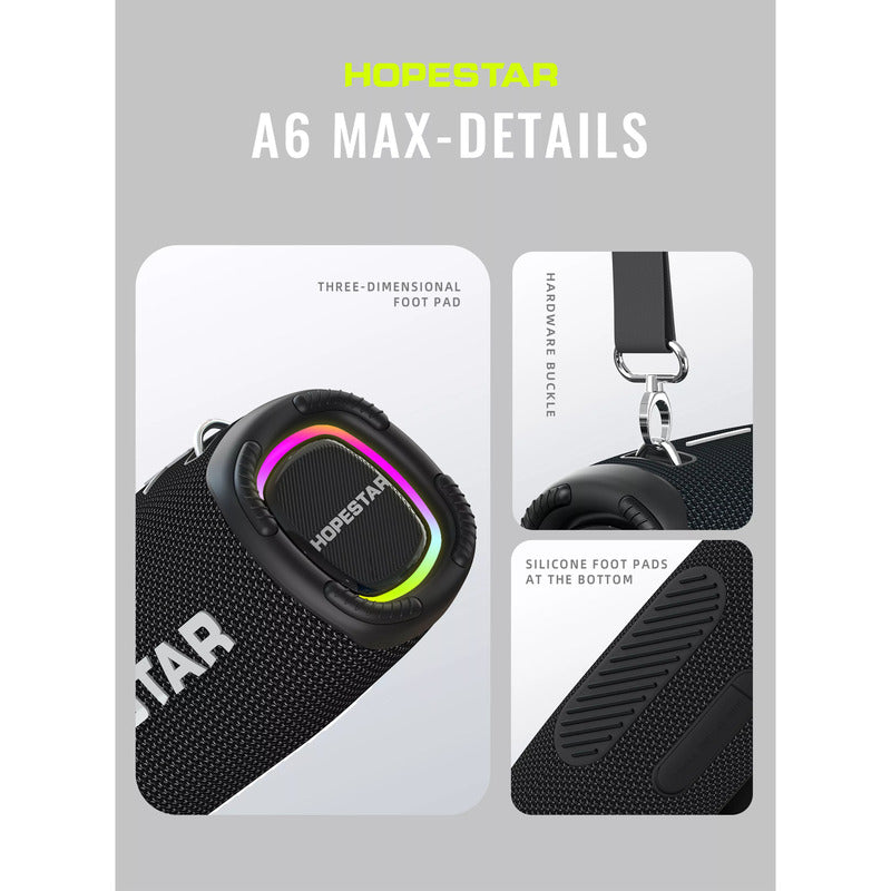 Hopestar Bocina Bluetooth Portátil A6max Alta Potencia Ipx6