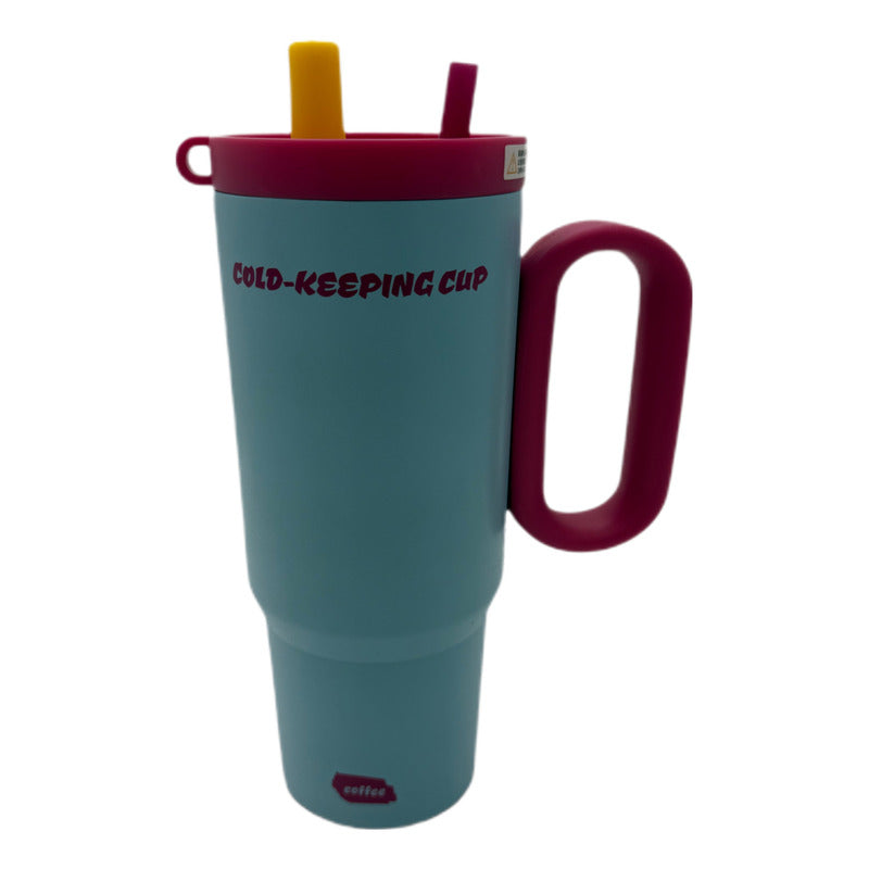 Vaso Termo Metal Acero Inoxidable 750ml Capacidad Popote