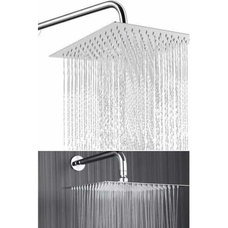 Regadera Cuadrada 8 Acero Inoxidable 20cmx20cm + Brazo 53cm Plateado Cromado