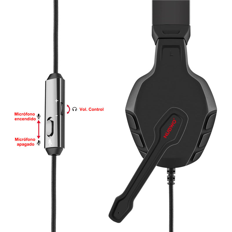 Audífonos Gamer Nubwo U3 3.5mm Game Headset Con Mic Negro/rojo