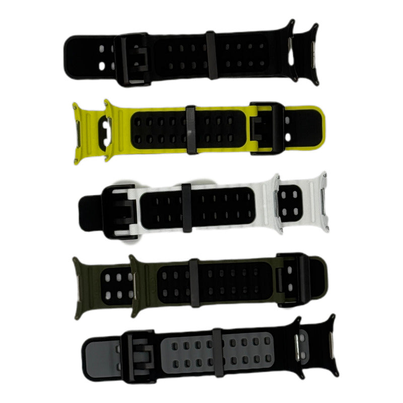 5 Correas Silicón Sport Para Samsung Galaxy Watch Ultra 47mm Blanco 23 Cm