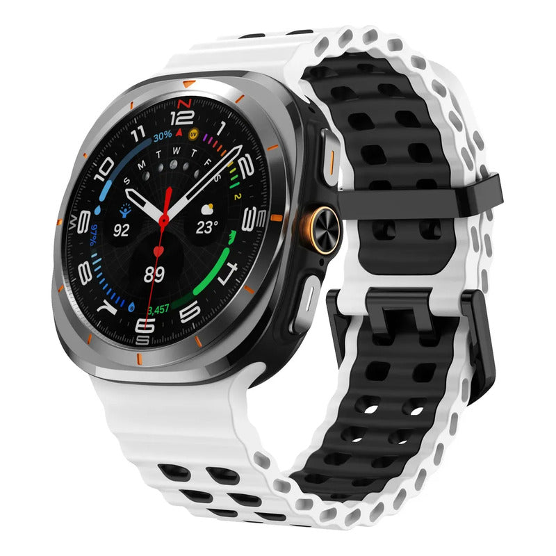 5 Correas Silicón Sport Para Samsung Galaxy Watch Ultra 47mm Blanco 23 Cm
