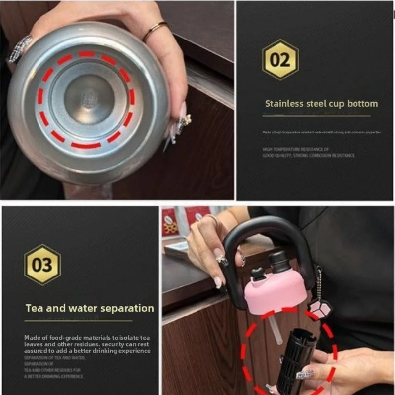 Vaso Termo Metal Acero Inoxidable 650ml Capacidad Popote