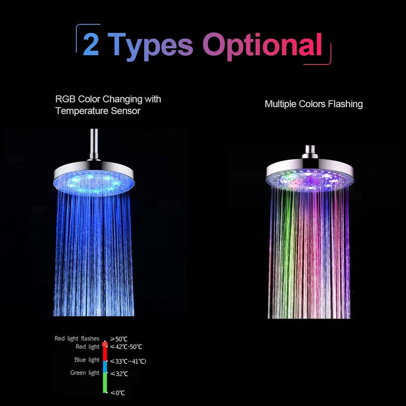 Regadera Luz Led Tipo Lluvia Cromado Redonda 20cm Diametro