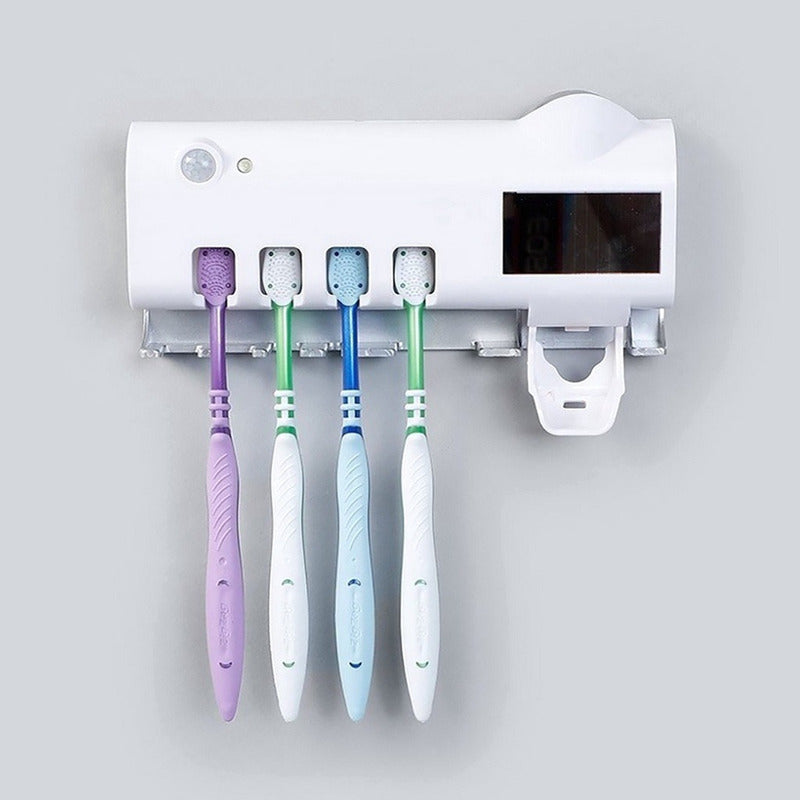 Esterilizador De Cepillo De Dientes, Despachador Pasta Denta Blanco