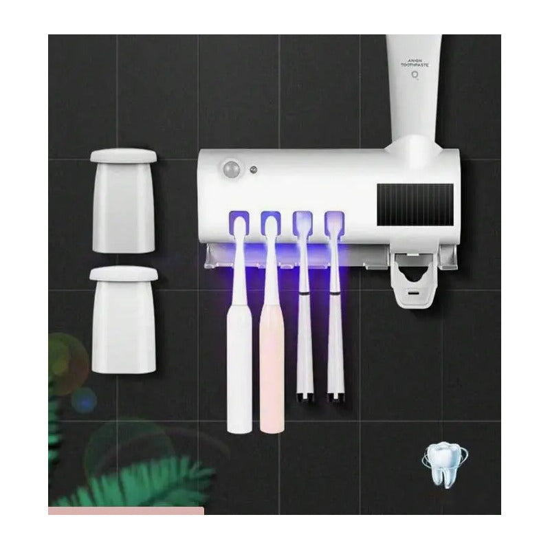 Esterilizador De Cepillo De Dientes, Despachador Pasta Denta Blanco
