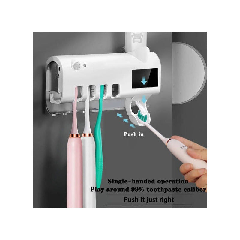 Esterilizador De Cepillo De Dientes, Despachador Pasta Denta Blanco