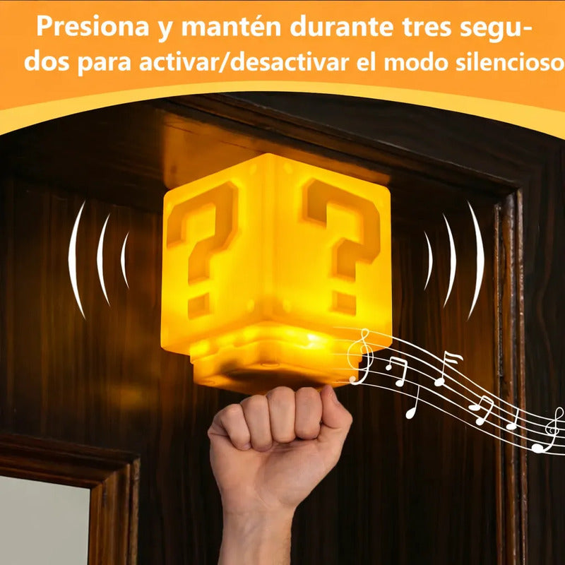 Lámpara Cubo Mario Sonido Led Recargable Usb Luz De Noche Amarillo
