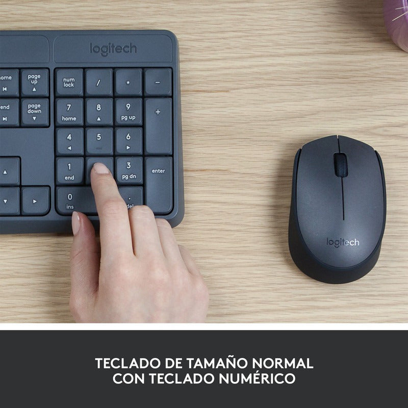 Combo Logitech Mk235 Teclado Y Mouse Inalámbrico Grafito Neg Grafito Negro