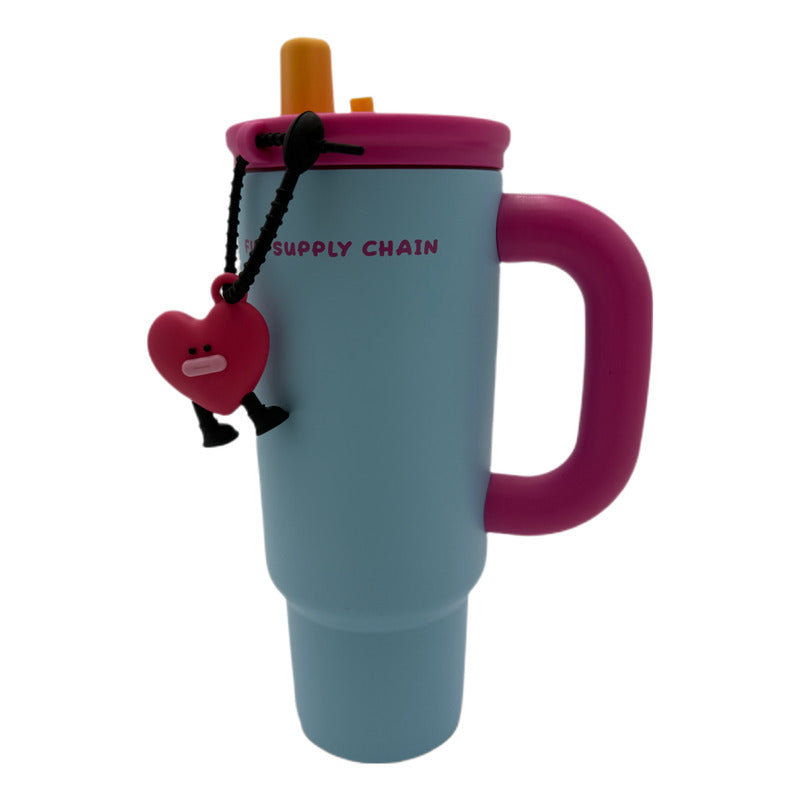 Vaso Termo Metal Acero Inoxidable 700ml Capacidad Popote