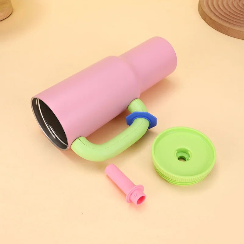 Vaso Termo Metal Acero Inoxidable 1000ml Capacidad Popote