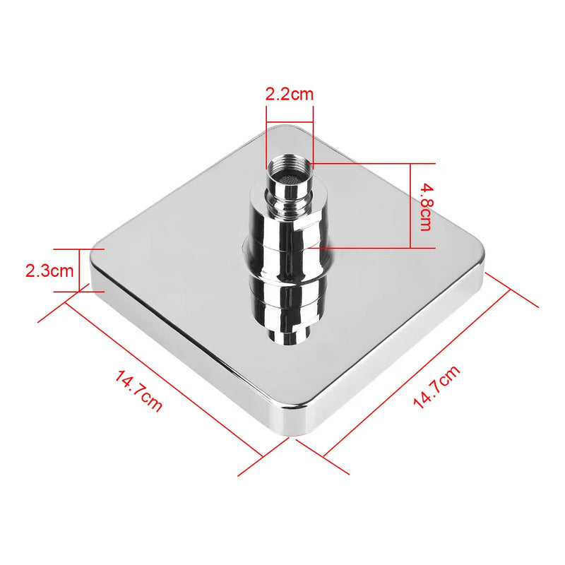 Regadera Luz Led Tipo Lluvia Cromado Cuadrado 15x15