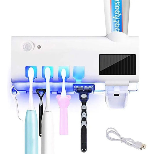 Esterilizador De Cepillo De Dientes, Despachador Pasta Denta Blanco