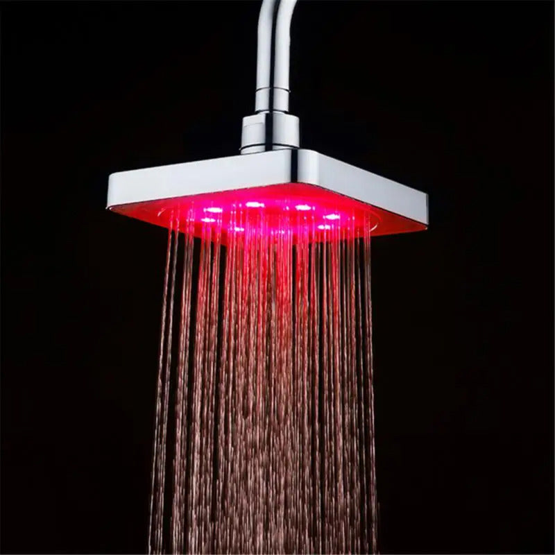 Regadera Luz Led Tipo Lluvia Cromado Cuadrado 15x15